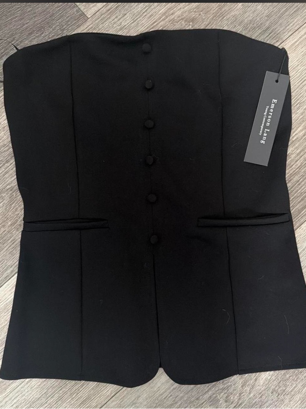 Tube top black button down